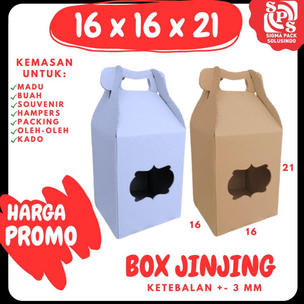 

Box Jinjing 16x16x21 Gable Box Kardus Packing Parcel/Lebaran/idul Fitri/Paket/sembako