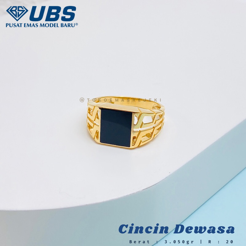 Cincin Unisex Pria / Wanita Kotak Hitam