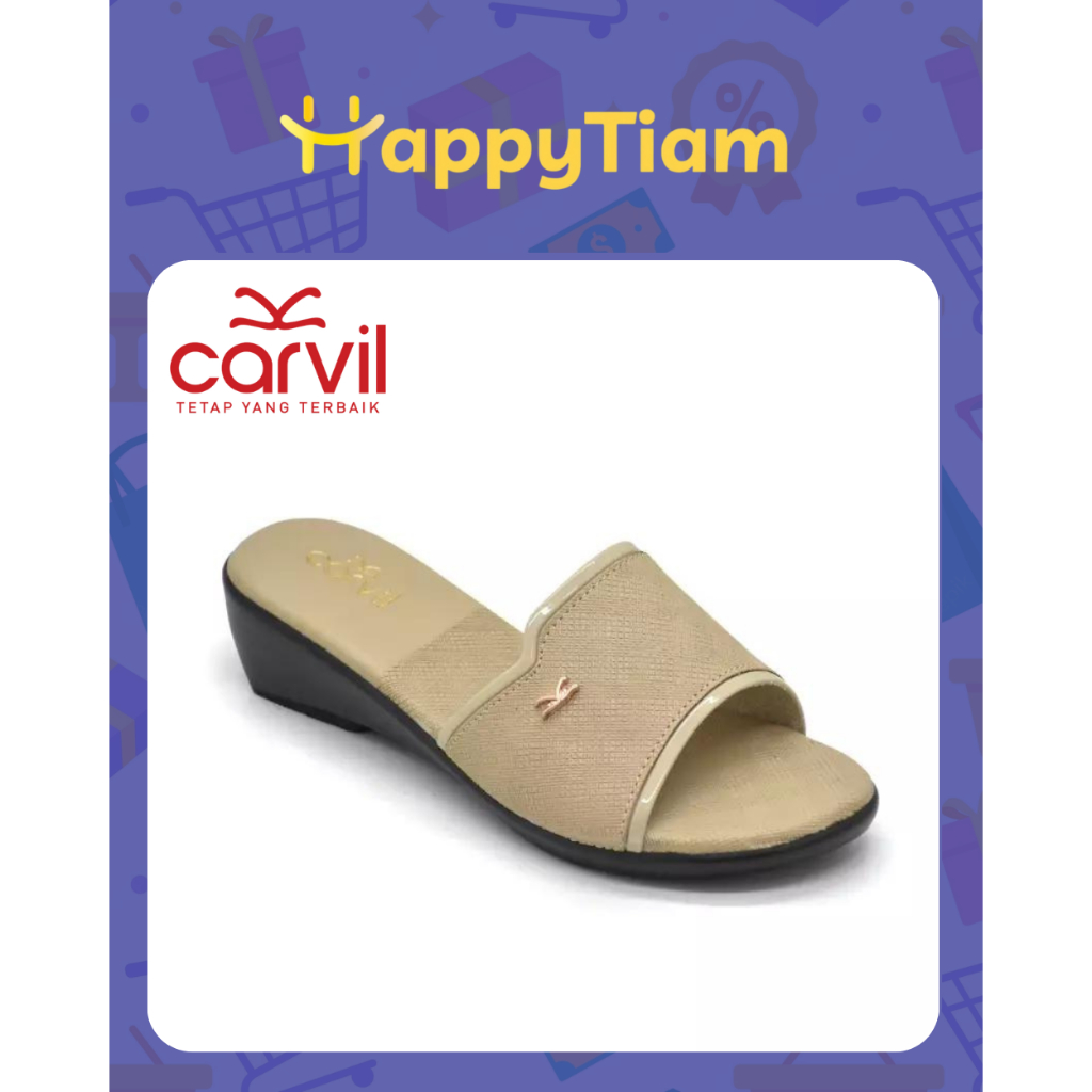 SANDAL WANITA CARVIL ELISA 03 BEIGE 36 - 40 ORIGINAL ~ SENDAL CEWEK WEDGES HEELS COKLAT HAK FANCY