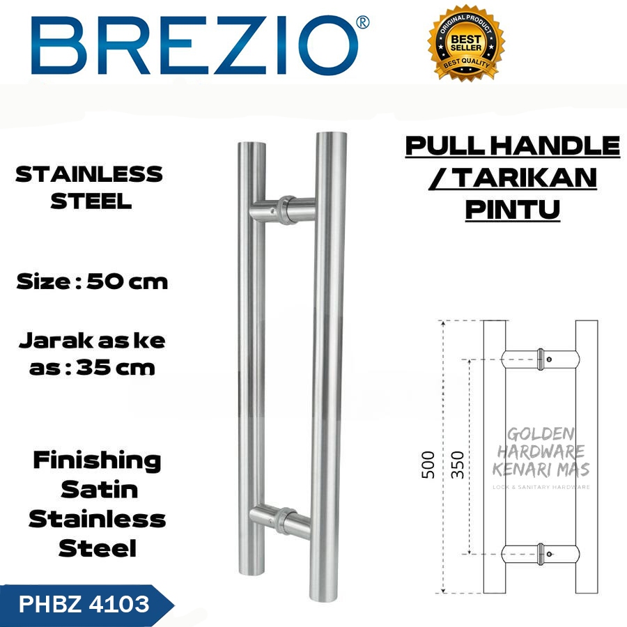 BREZIO PHBZ 4103 Pull Handle Gagang Pintu Rumah Minimalis 2 Daun Stainless Bulat 50CM