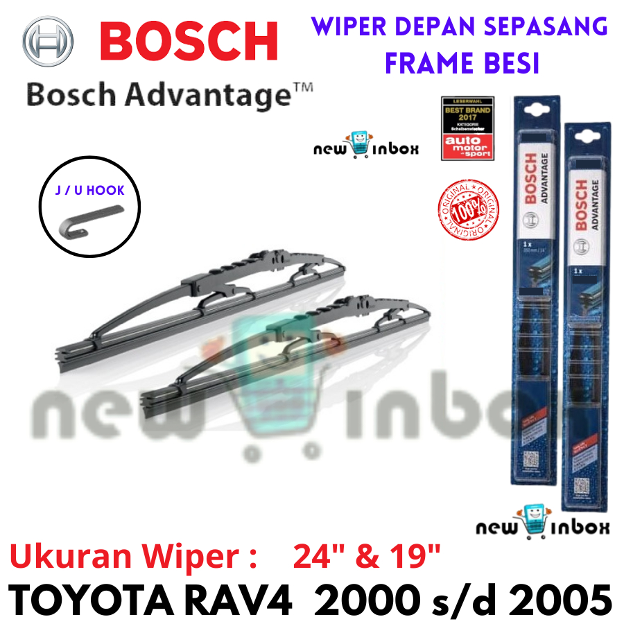 Wiper Depan Mobil TOYOTA RAV4 RAV 4 2000-2005 Sepasang BOSCH ADVANTAGE 24" & 19" ORIGINAL