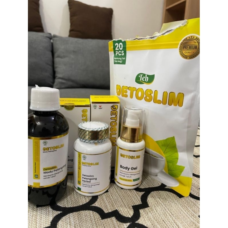 PRELOVED Paket Detoslim (Pelangsing herbal alami)Madu+Kapsul+Teh+Gel