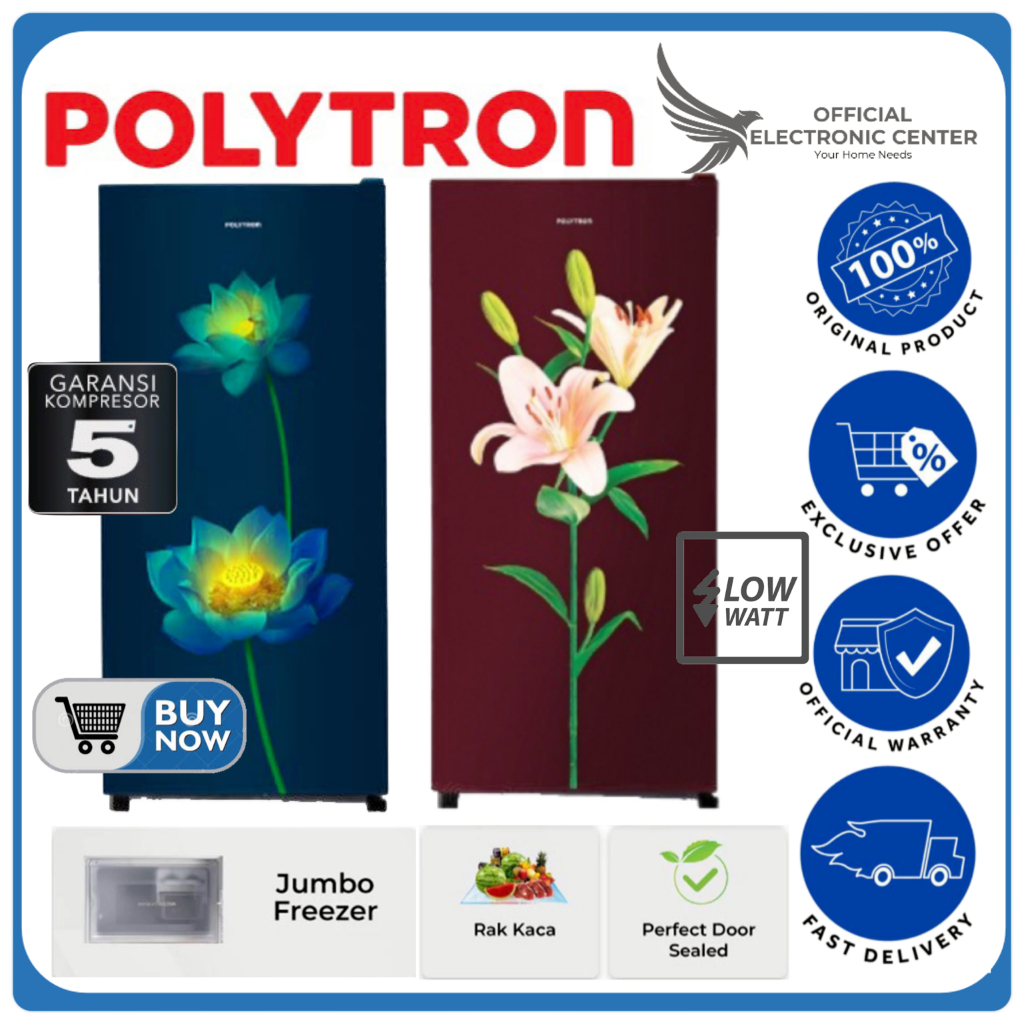 KULKAS POLYTRON PRB-187 PRB187 PRB 187 BELLEZA LEMARI ES 1 PINTU 180L SUPER LOW WATT LEMARI ES 1 PIN