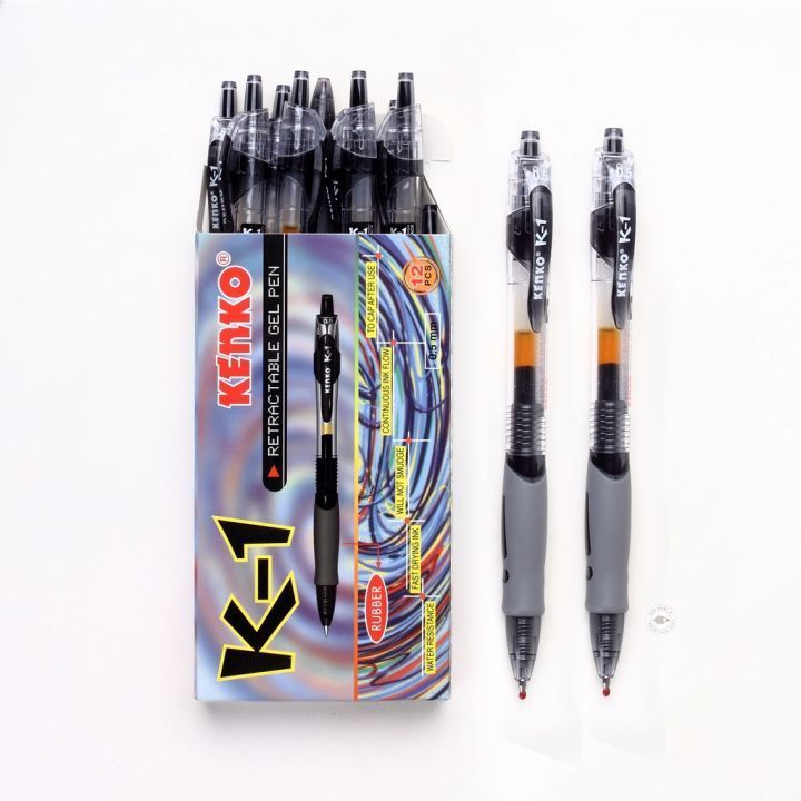 

KENKO Gel Pen / Pulpen Jel / Pena Jel Tinta warna Hitam Cetek K-1 Retractable Tersedia 1 Pack (12 Pcs) / 6 Pcs / 3 Pcs