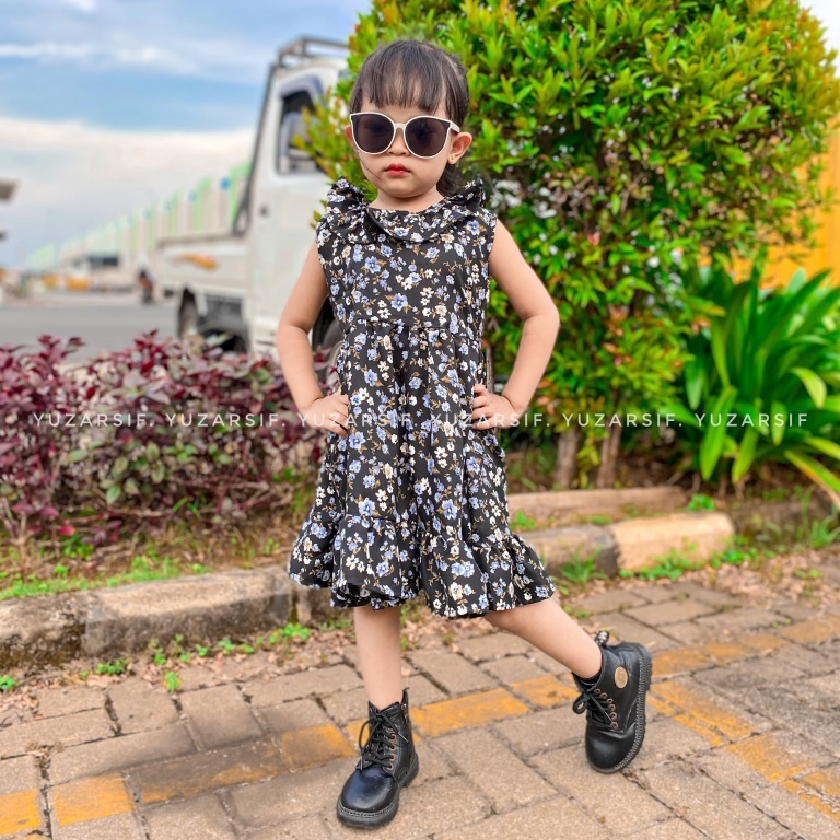 Dress Tunik Anak Perempuan Usia 2-7 Tahun Motif Bunga