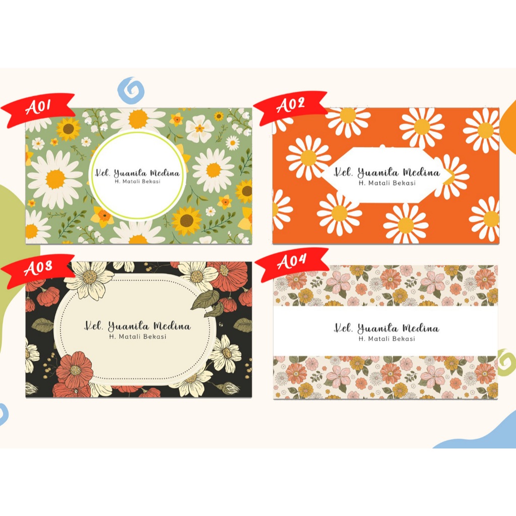 

amplop kondangan seri flower custome nama 2ribu isi 3