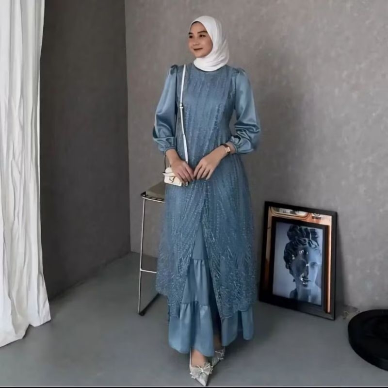 Aluna dress brukat Baju gamis brukat dress kondangan pesta seragaman bridesmaids brukat