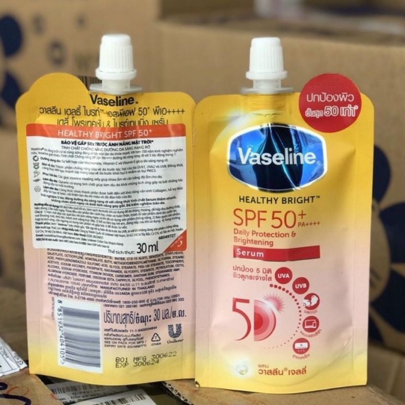Vaseline Healthy Bright SPF 50+ Sachet 30ml Original Thailand