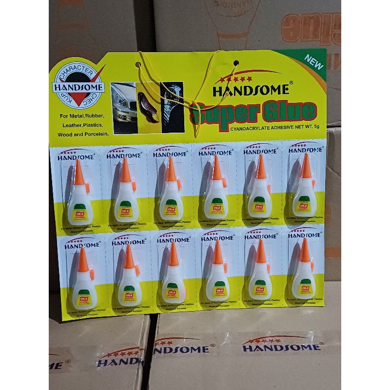 

LEM POWER GLUE HANDSOME BOTOL RENCENG ISI 12PCS bonus kardus buat pak biar gak rusak