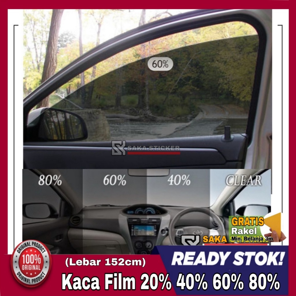 Kaca Film Mobil Original Anti Panas Hitam 20% 40% 60% 80%