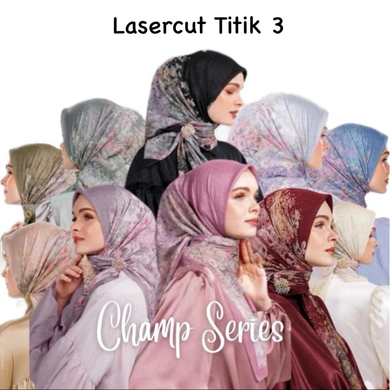 Hijab Segiempat Buttonscraves Champ Series with Logo B Lasercut Jilbab Buttonscraves