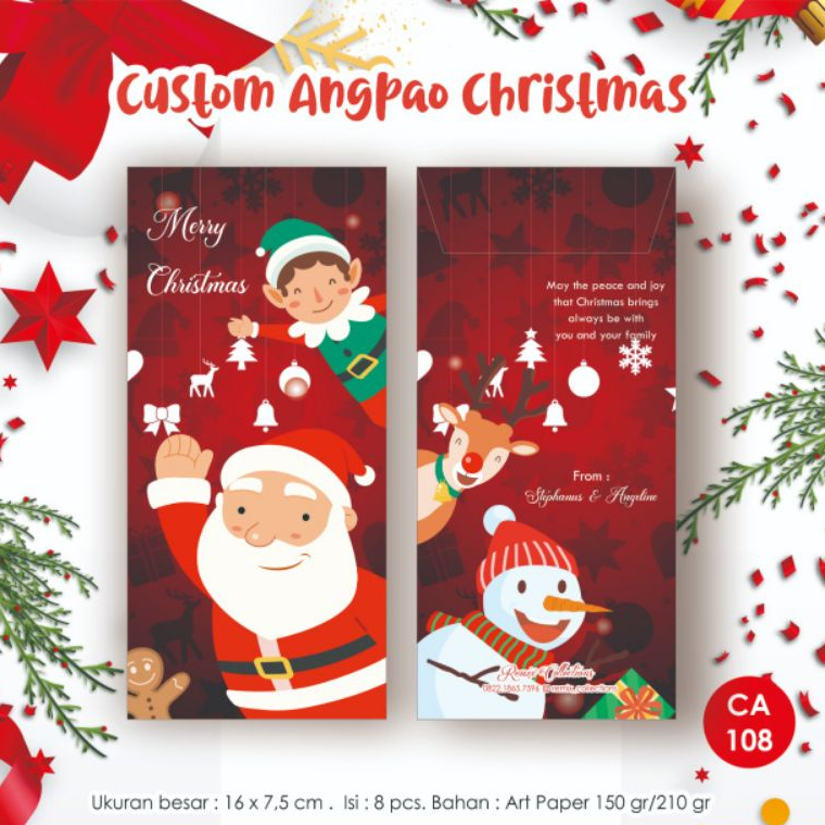 [8 pcs] Angpao / Amplop Natal / Amplop Christmas / Xmas / Custom Amplop