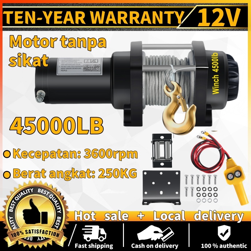 Winch mobil offroad 3600rpm Steel Wire Rope Electric Winch Kit for Traction Car Trailer Truck Winch 