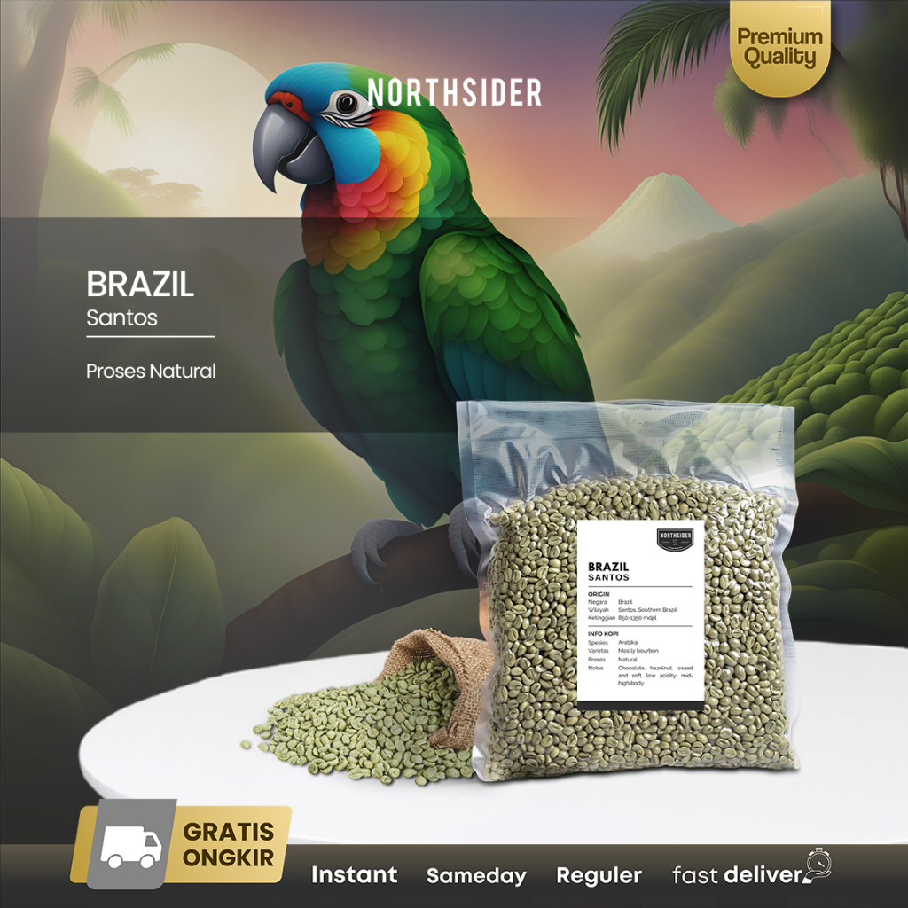

Green bean Arabika Brazil santos Natural - Biji Kopi mentah
