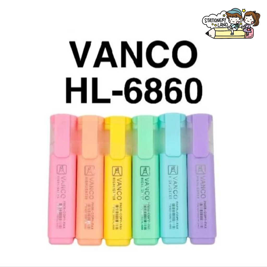 ( StaLand /  DAPAT 1 SET 6 BUAH ) HIGHLIGHTER SET VANCO HL-515 / Stabilo Vanco 6 Warna Pastel HL-515