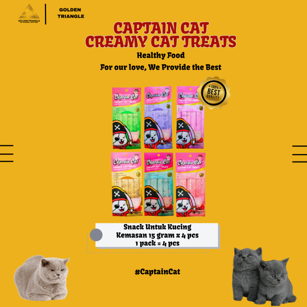 

Navi_Lezatoz Captain Cat Creamy-60Gr (15Gr X4Pcs) Camilan Kucing Creamy