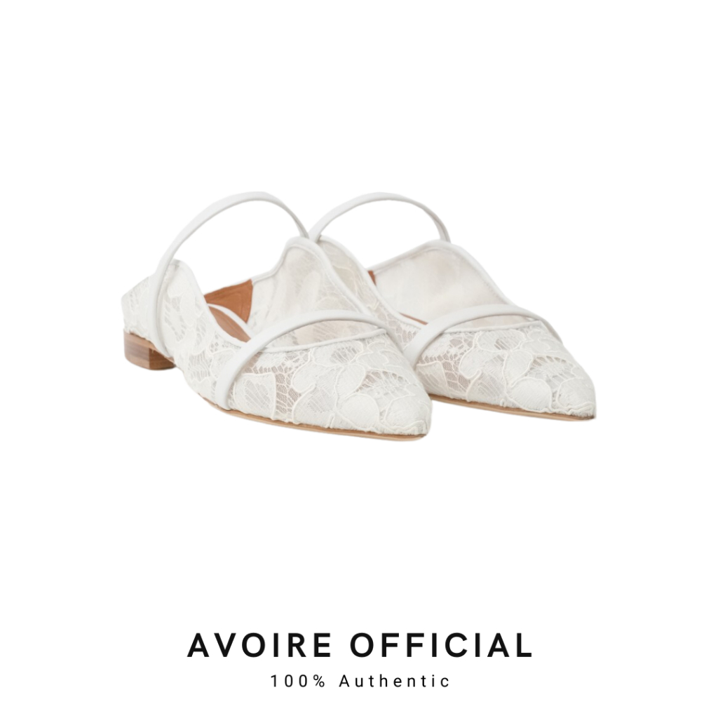 Maureen Flat Mules Lace White
