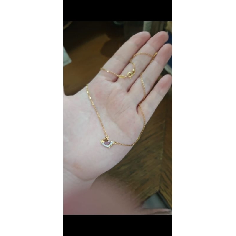 Liontin bandul kalung angsa hitam putih swan black white emas asli 375 8k murah