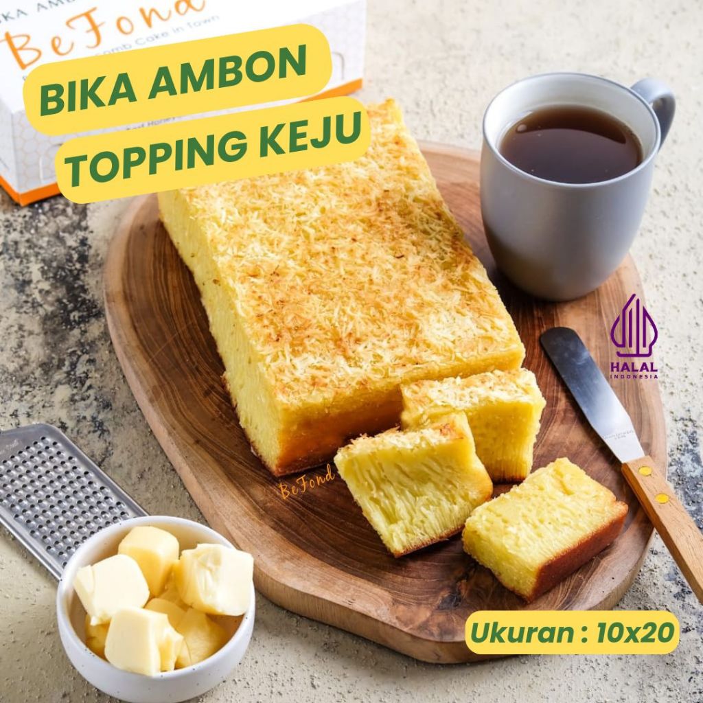 

Bika Ambon BeFond Original Topping Keju uk.10x20 cm