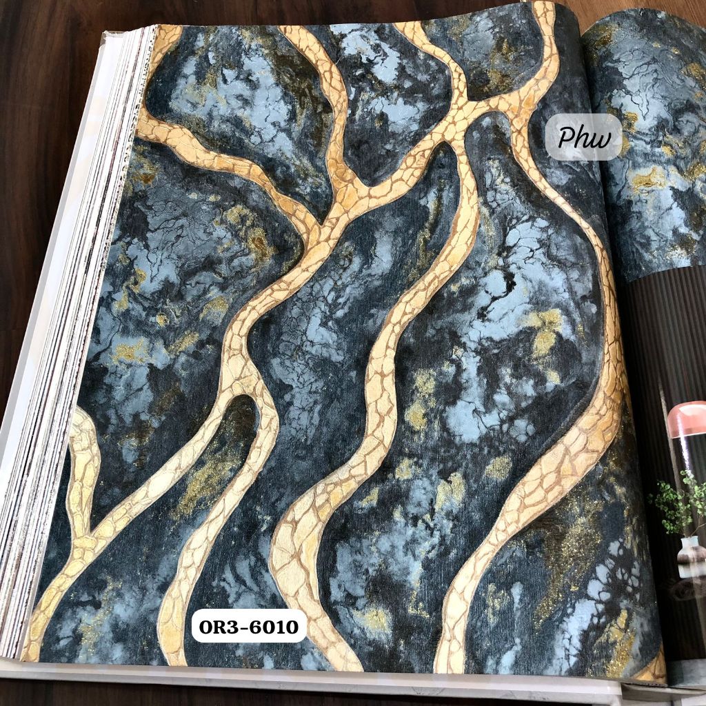 Wallpaper Dinding Motif Granit Marmer Abstrak Varian Orange III