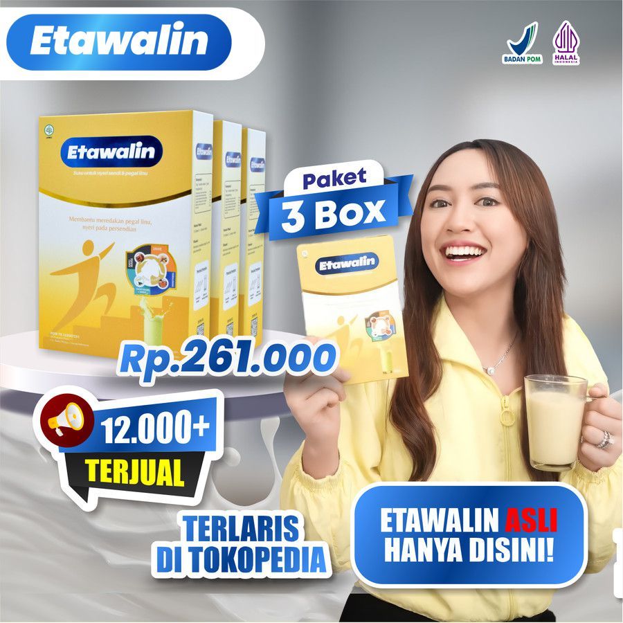 

[PROMO 3 BOX] ETAWALIN 200gram Per Box ORIGINAL 100% Susu Herbal Kesehatan Pencegahan Tulang Dan Sendi Yang Sering Bermasalah [Dapat Teratasi] [Sudah Terdaftar BPOM & MUI]