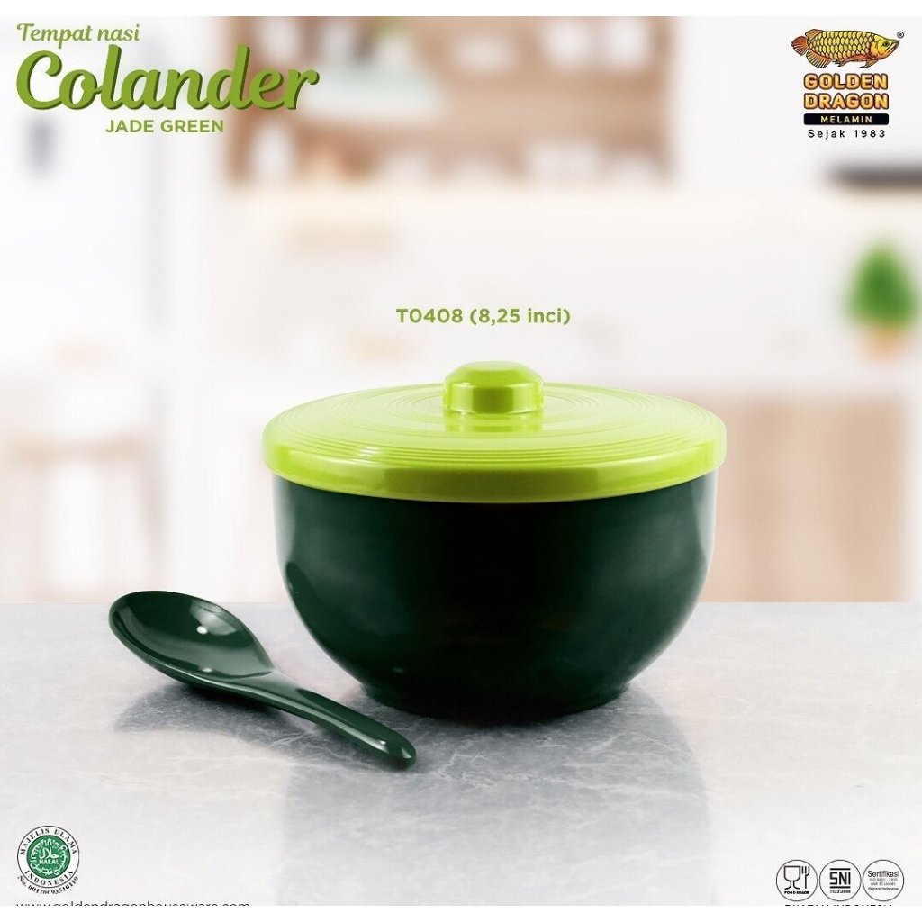T0408 Golden Dragon Tempat Nasi Tutup Tegak 8.25" Melamin