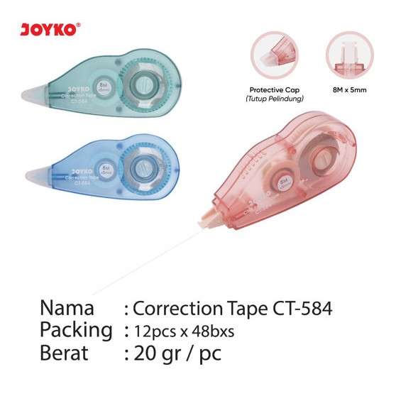 

Pita Koreksi Correction Tape Joyko CT-584 8m x 5mm Temurah Tip Ex Harga Satuan