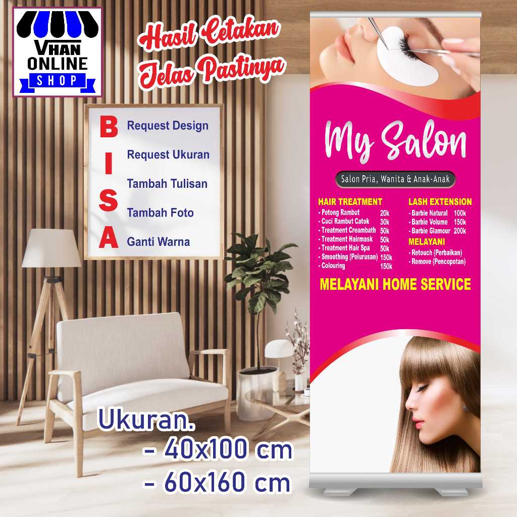 Cetak Banner Spanduk Custom Salon Keren Model Berdiri