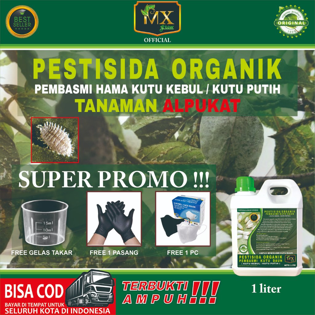 Pestisida Organik Pembasmi KUTU DAUN ( Kutu Kebul / Kutu Putih ) Untuk Tanaman ALPUKAT 1 Liter