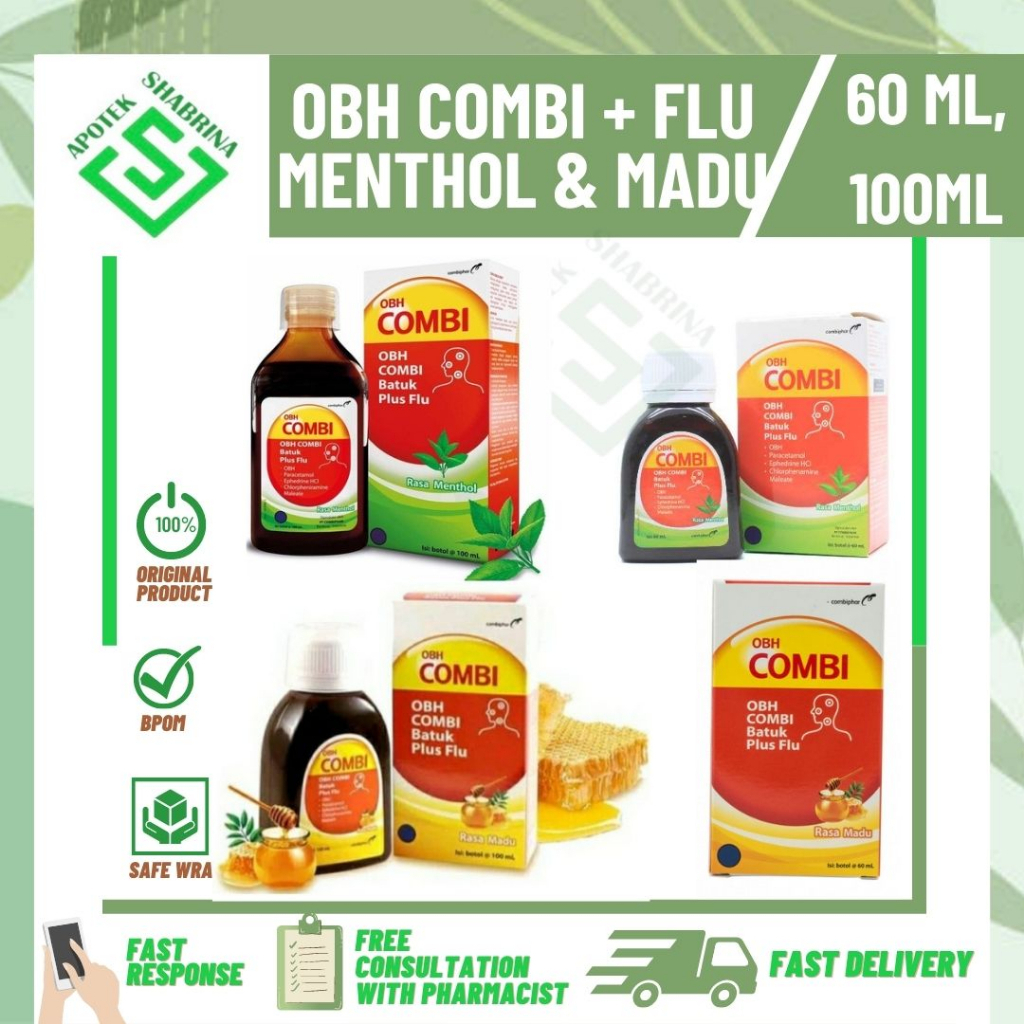 OBH Combi Plus Batuk Flu Menthol 100 ml/OBH Combi Plus Batuk Flu Menthol 60 ml/OBH Combi Plus Batuk 