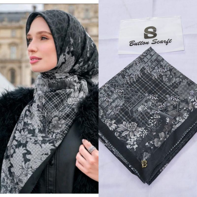 BUTTON SCARVES BANIESCOOP SCARF PREMIUM | DENAY VOAL MOTIF | DENAY KW MOTIF TERBARU HIJAB SEGI EMPAT