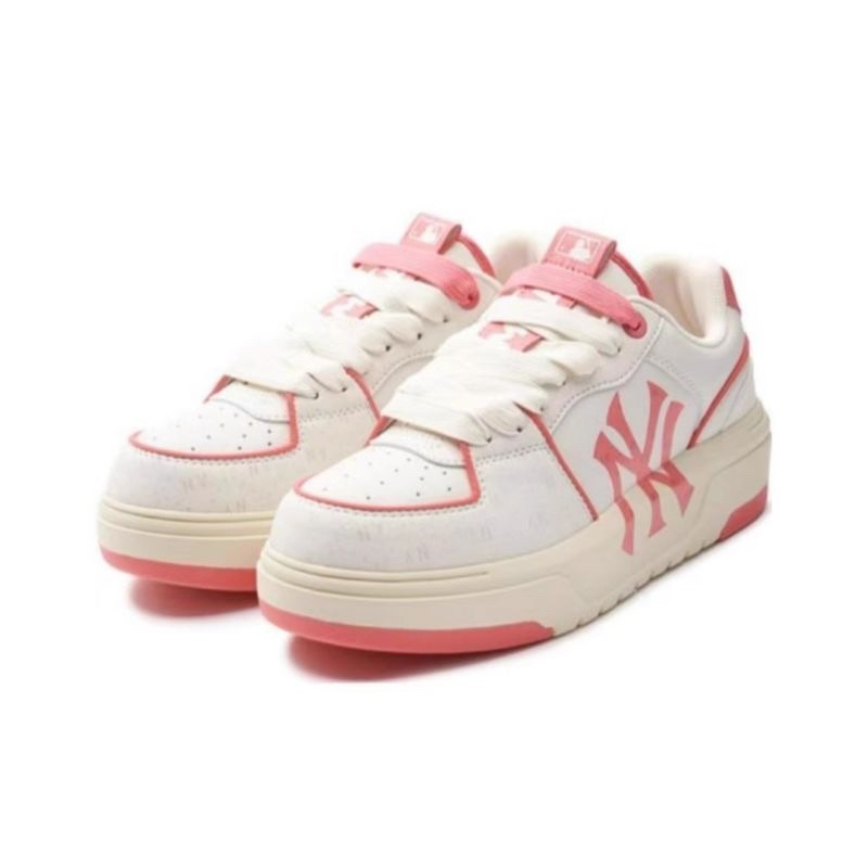 Sepatu New York MLB Chunky Liner Yankees Diamond Monogram White Pink Original