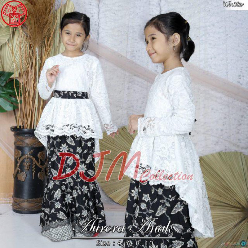 Setelan Kebaya Aurora Anak Brokat Pinguin / Kebaya Anak Modern / Kebaya Kartini Brokat Rok Duyung / 