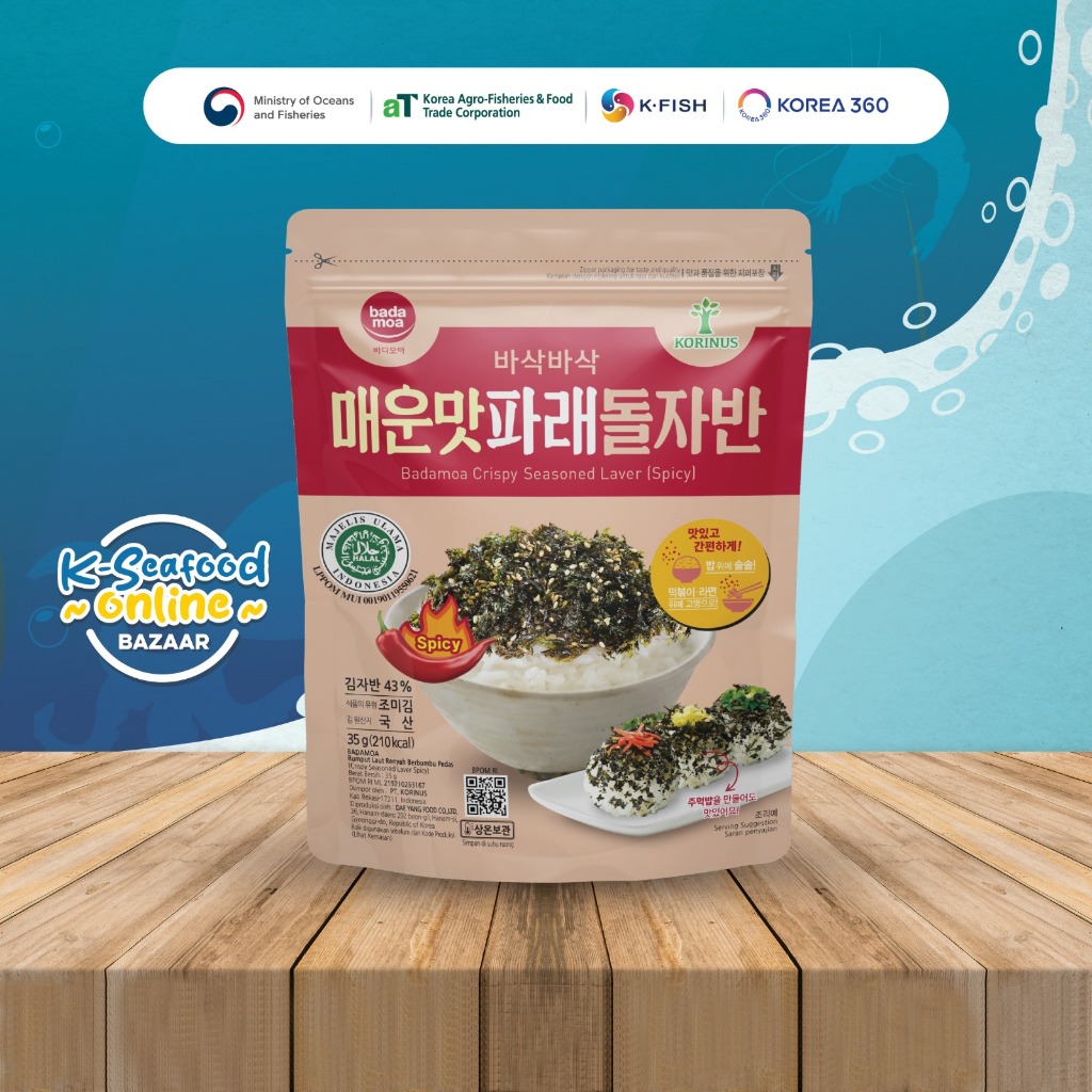 

K-BADAMOA CRISPY SEASONED LAVER (SPICY) 35G/RUMPUT LAUT PEDAS/MAKANAN KOREA/HALAL MUI
