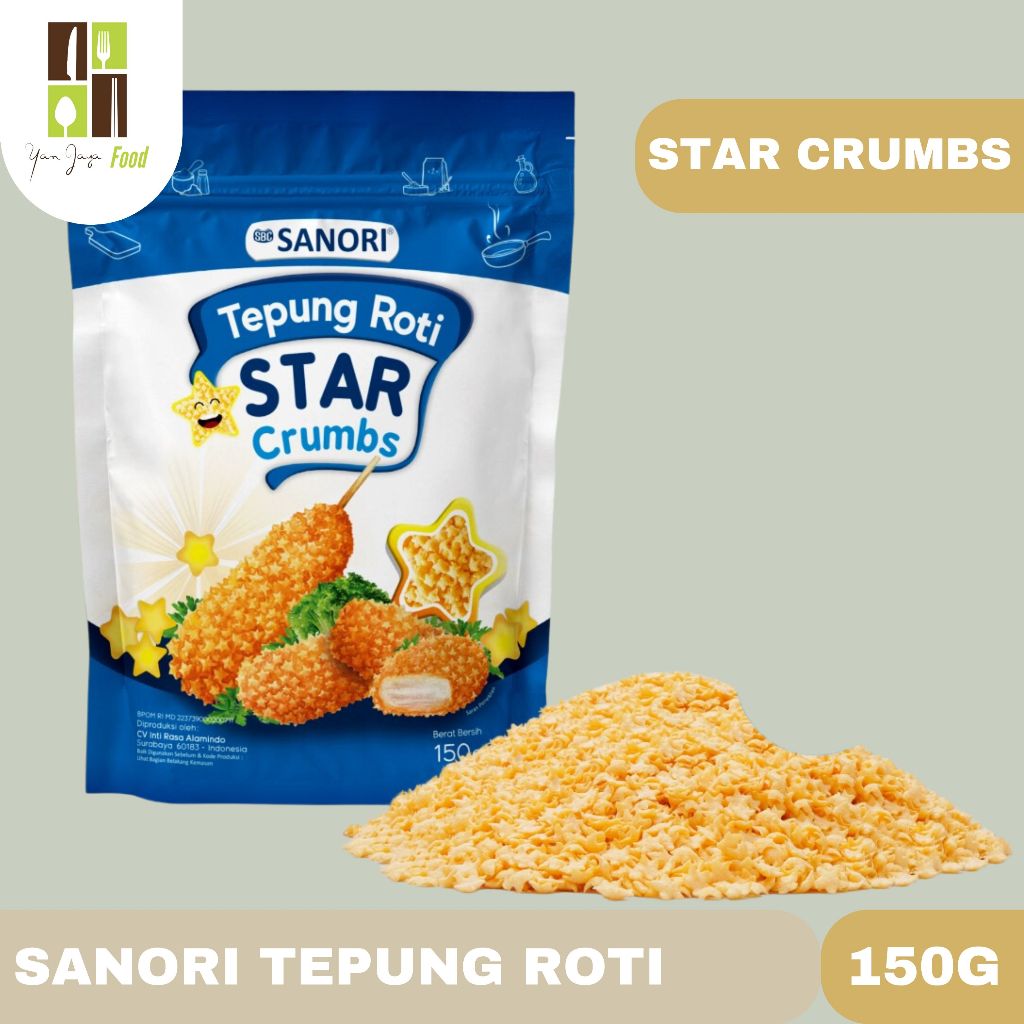 

Sanori Star Crumbs / Tepung Roti /Roti Crispy / Krispi / Bentuk Bintang / Tepung Bintang Kemasan 150g