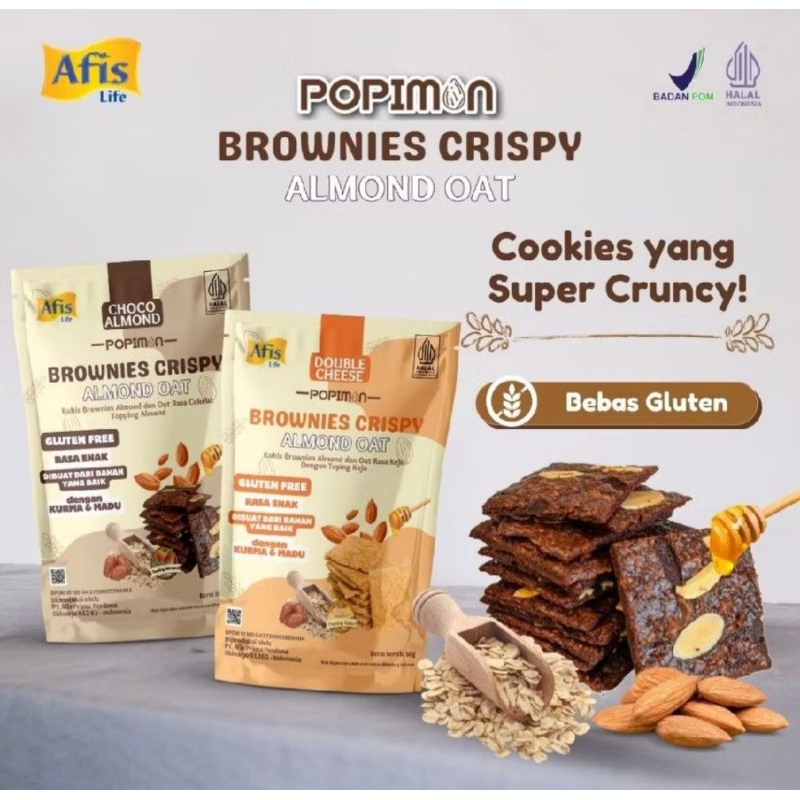 

Afis Popimon Brownies Crispy Almond Oat/Cemilan Sehat Keluarga