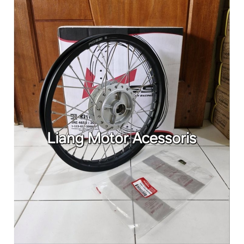 (Set Belakang Aja) Paketan Velg Jari2 VRossi Ring 17 Tromol Original AHM  - Honda SupraOld/X/100/100