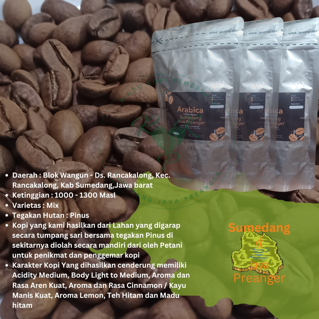 

Kopi Arabika Sumedang Java Preanger proses Full Wash 250 gr (biji/giling)