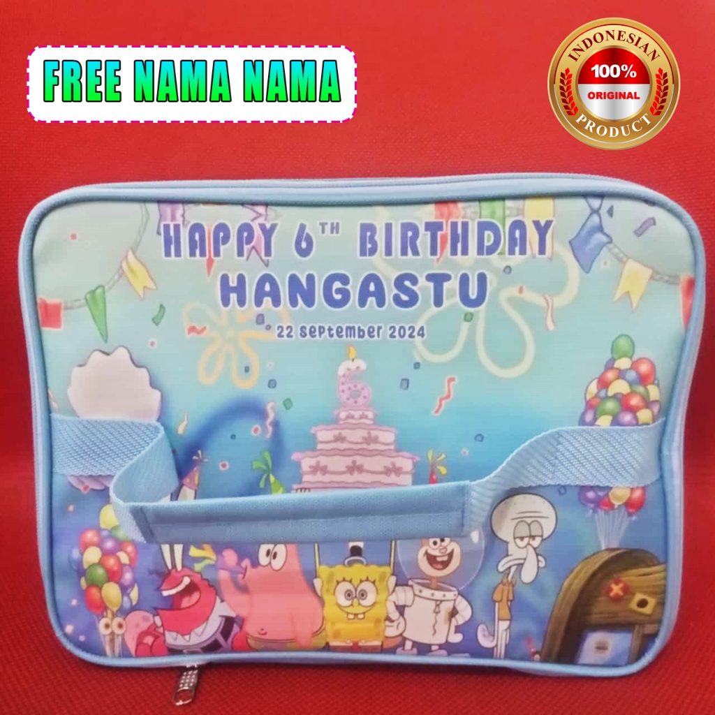Tas ultah anak / Tas ultah anak custom nama / Tas ultah anak custom nama termurah / Tas lunchbag
