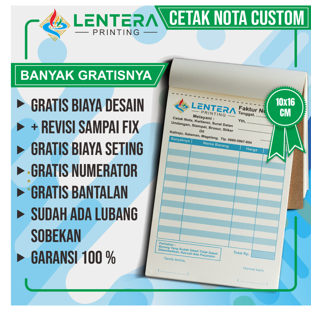 

Cetak Nota Custom Ukuran 10x15cm 1 atau 2 play