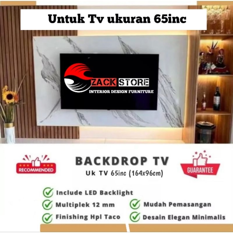 Backdrop Tv led minimalis Ukuran Tv ukuran 65inc