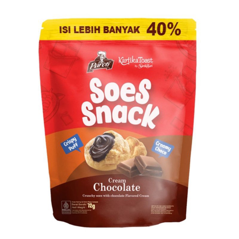 

Paroti Soes Snack Chocolate 51gr / Soes Kering Isi Coklat