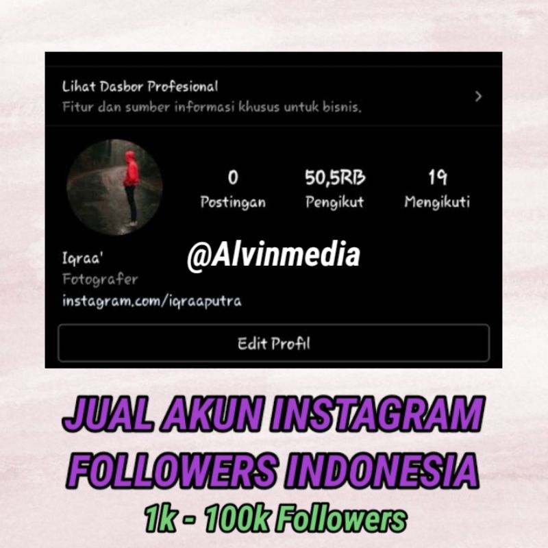 Jual Akun Instagram Followers Indonesia 1k - 100k Harga Termurah 