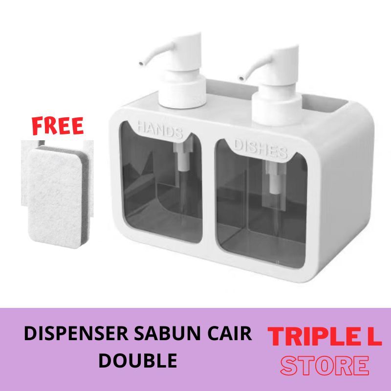 INFORMA Dispenser Tempat Sabun Cair Double Spons Washtafel Cuci Piring