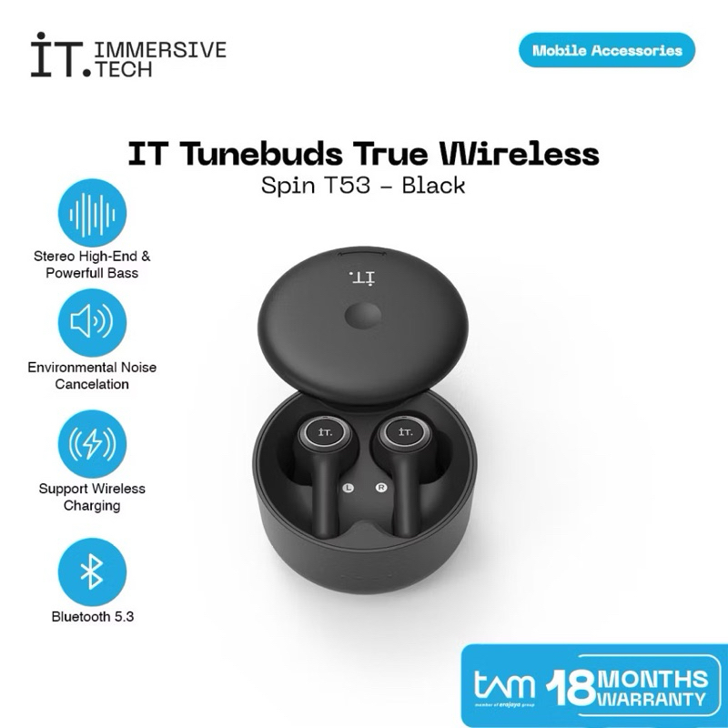 IT Tunebuds True Wireless Spin T53 - Black