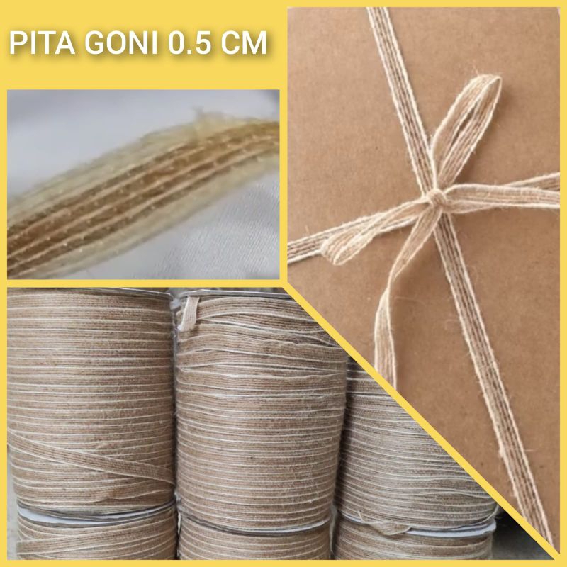 

1 Yard - 9 mm | Pita Goni / Burlap Ribbon List 2 Garis