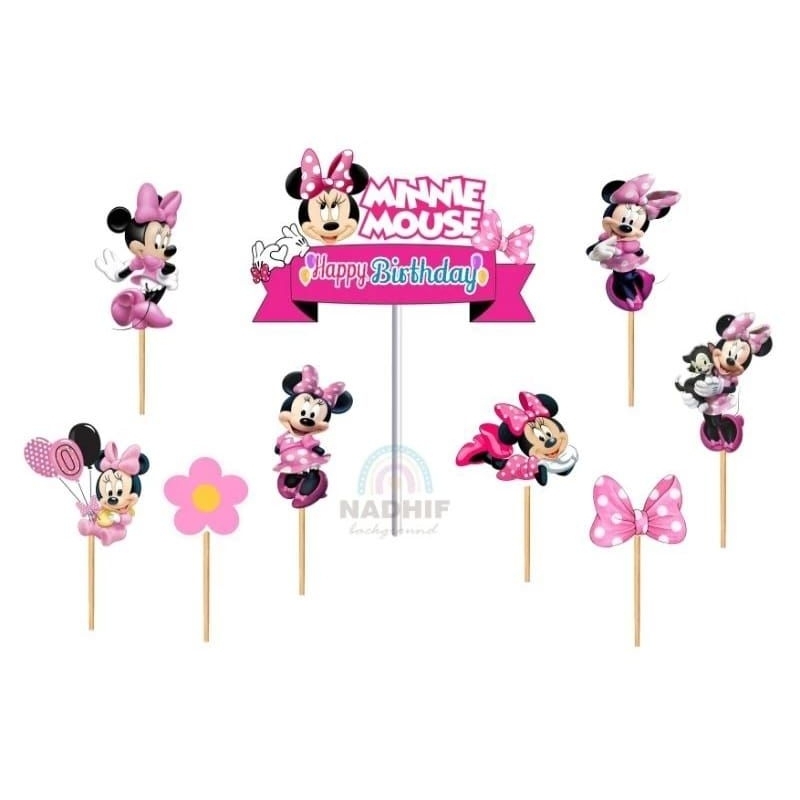 Toper karakter mini mouse, Toper kue,Toper karakter,Toper happy birthday,Toper cake,mini mouse