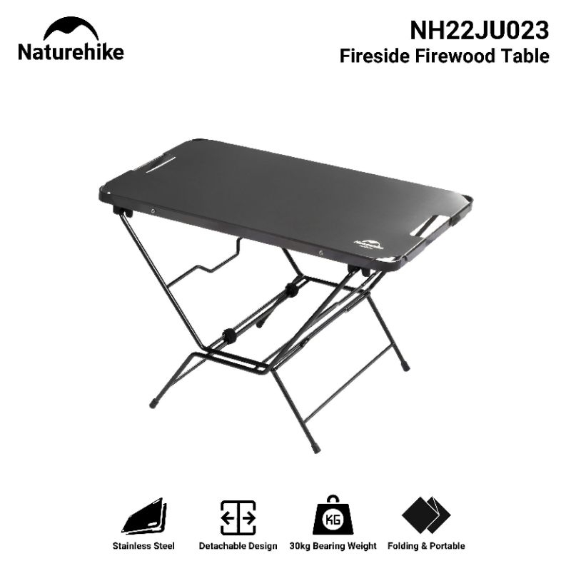 MEJA LIPAT STAINLESS STEEL NATUREHIKE NH22JU023 FIRESIDE FIREWOOD TABLE PORTABLE FOLDING FOLDABLE DE