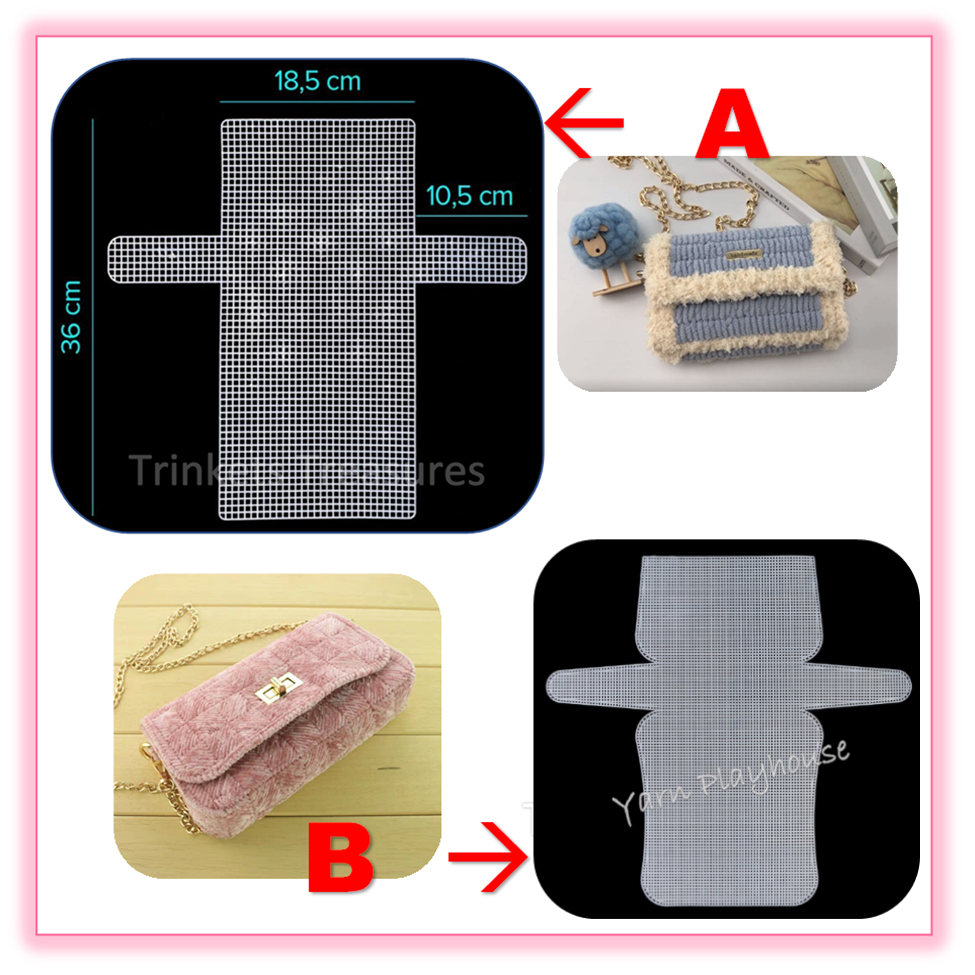 DIY Kanvas plastik tas kanvas tas rajut clutch purse DIY korea plastic canvas jaring tas rajut plast