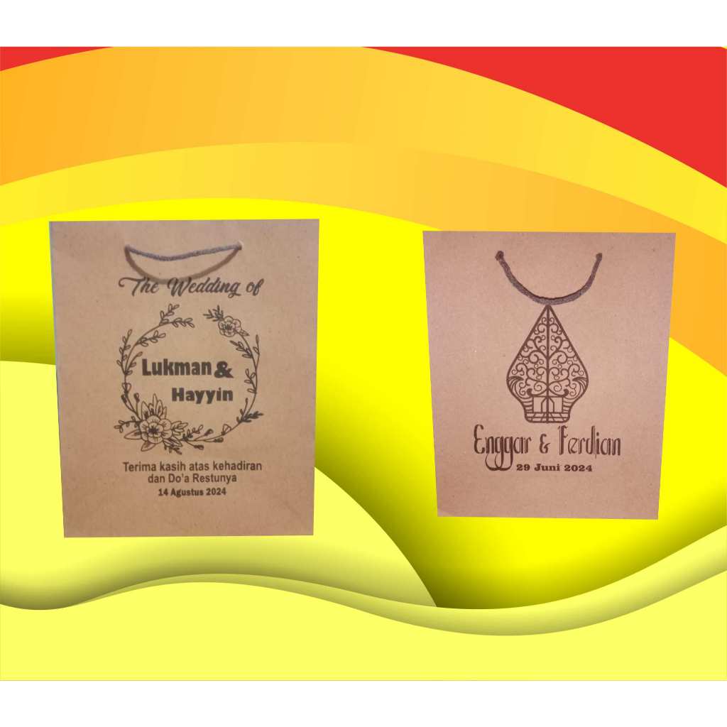 

[ISI 12 PCS] paperbag 14x16x12 SABLON NAMA / tas kertas kecil /tas souveir hajatan